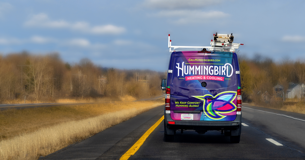 Image of a Hummingbird Heating, Cooling, Plumbing & Electric work truck